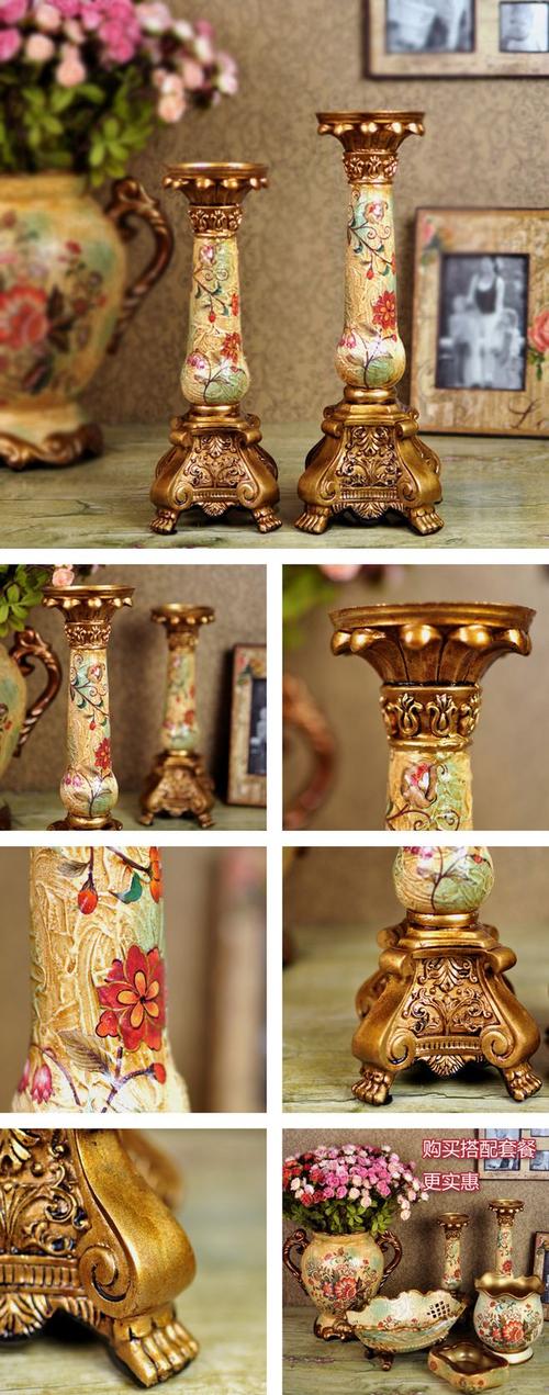 欧式复古家居饰品装饰品工艺品摆件结婚礼物 繁花系列烛台